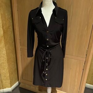 Elegant Black Button-Down Dress